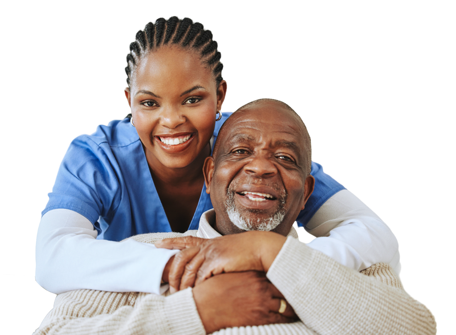 woman and elderly smiling